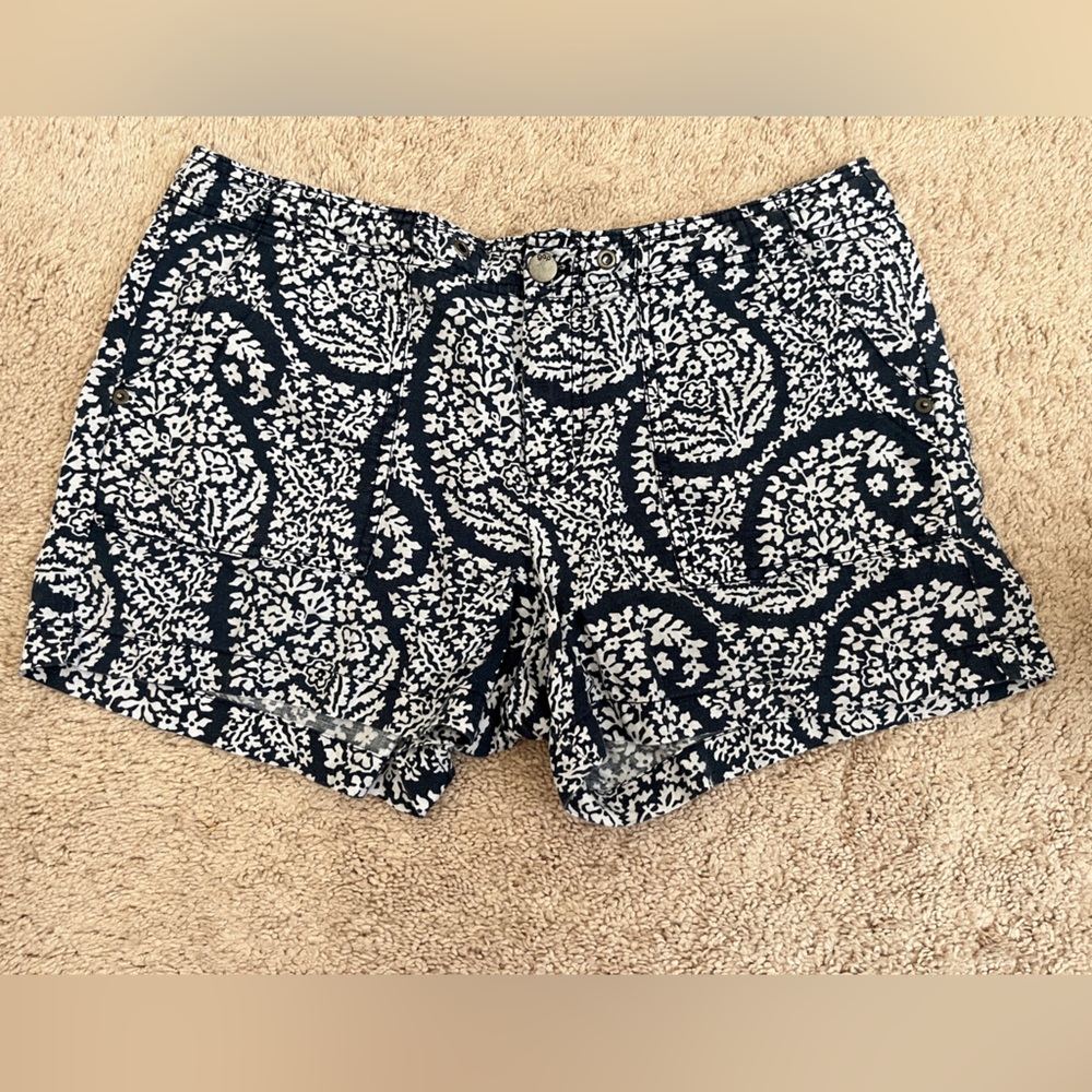 GAP- Women’s, Linen-Cotton Blend, Navy Blue/White Shorts-Size 8